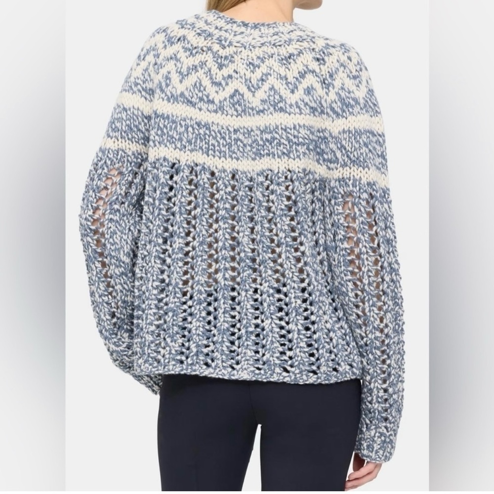 Theory - Chevron -  Blue and Cream Women's Sweater NEW with Tags - Picture 2 of 7